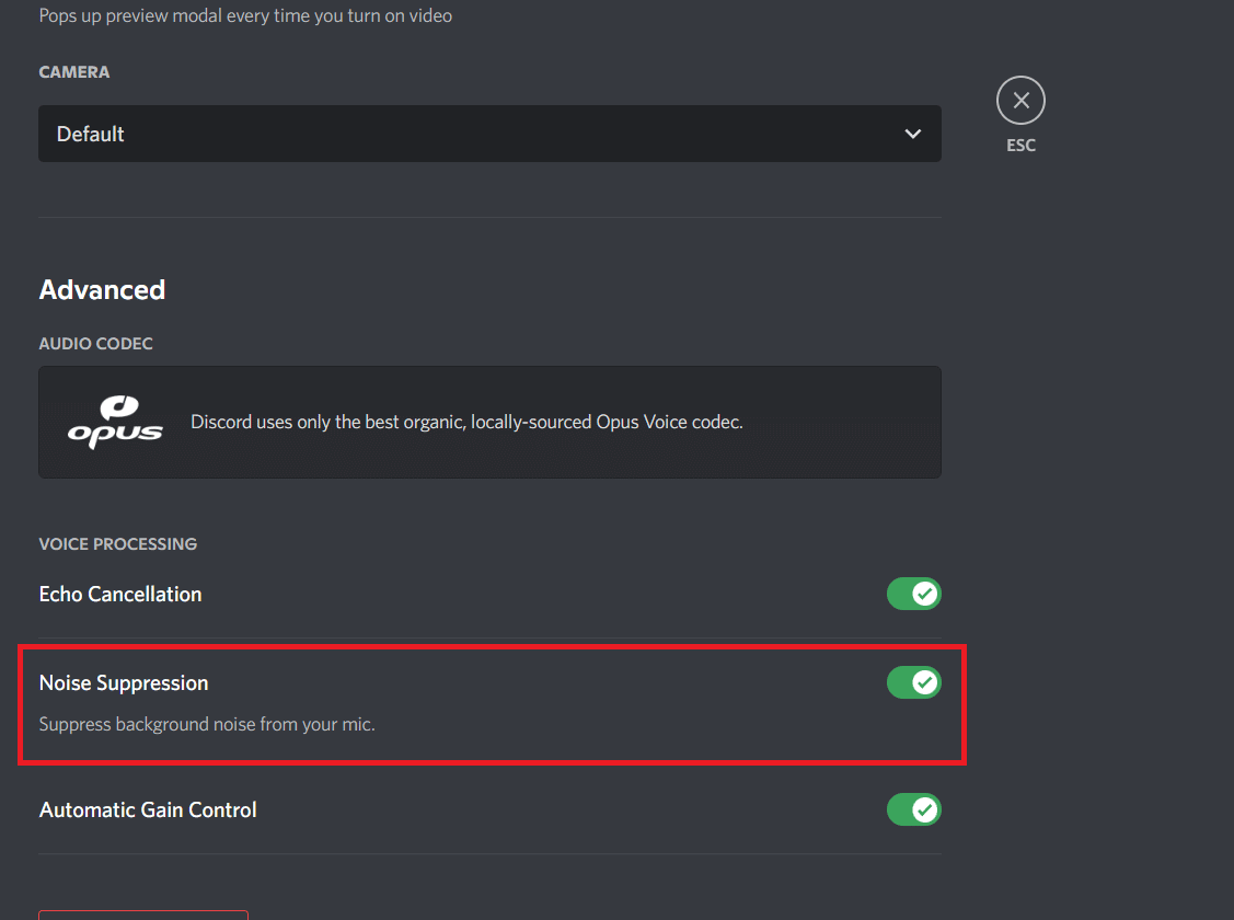 Activar supresión de ruido 