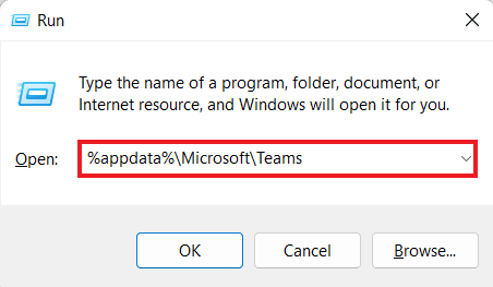 Ingrese %appdata%MicrosoftTeams 