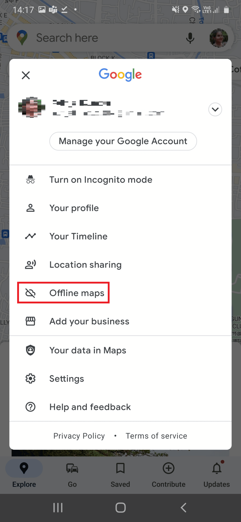 selecciona Mapas sin conexión