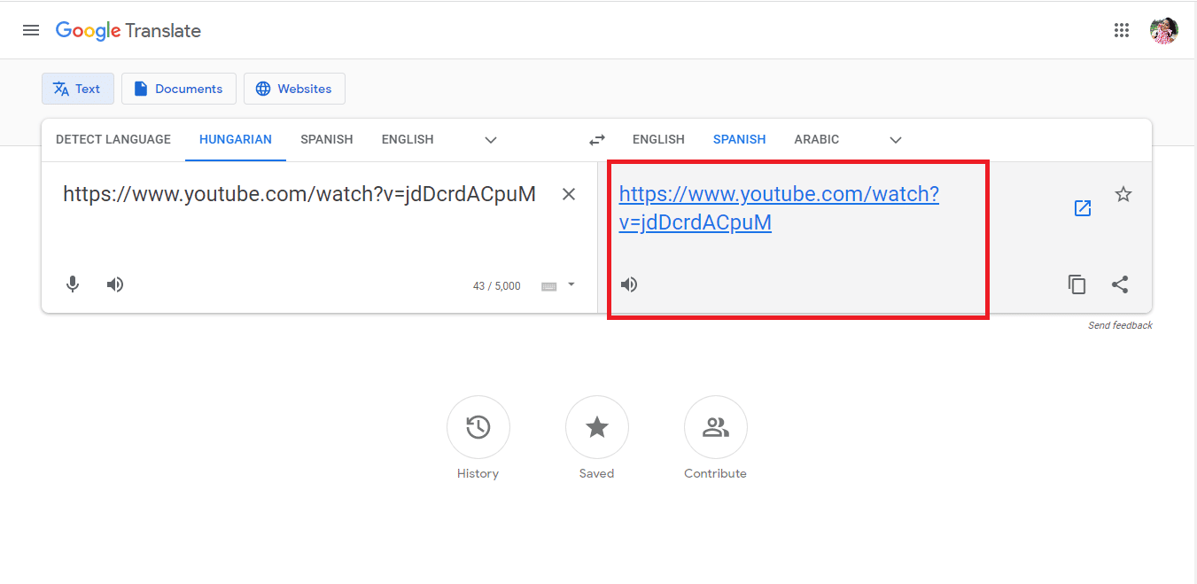Haga clic en la URL