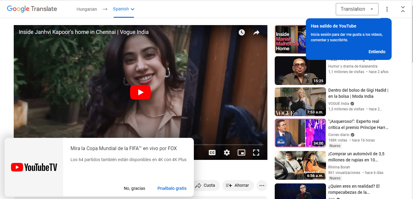 La URL lo redirigirá a YouTube y podrá ver el video.