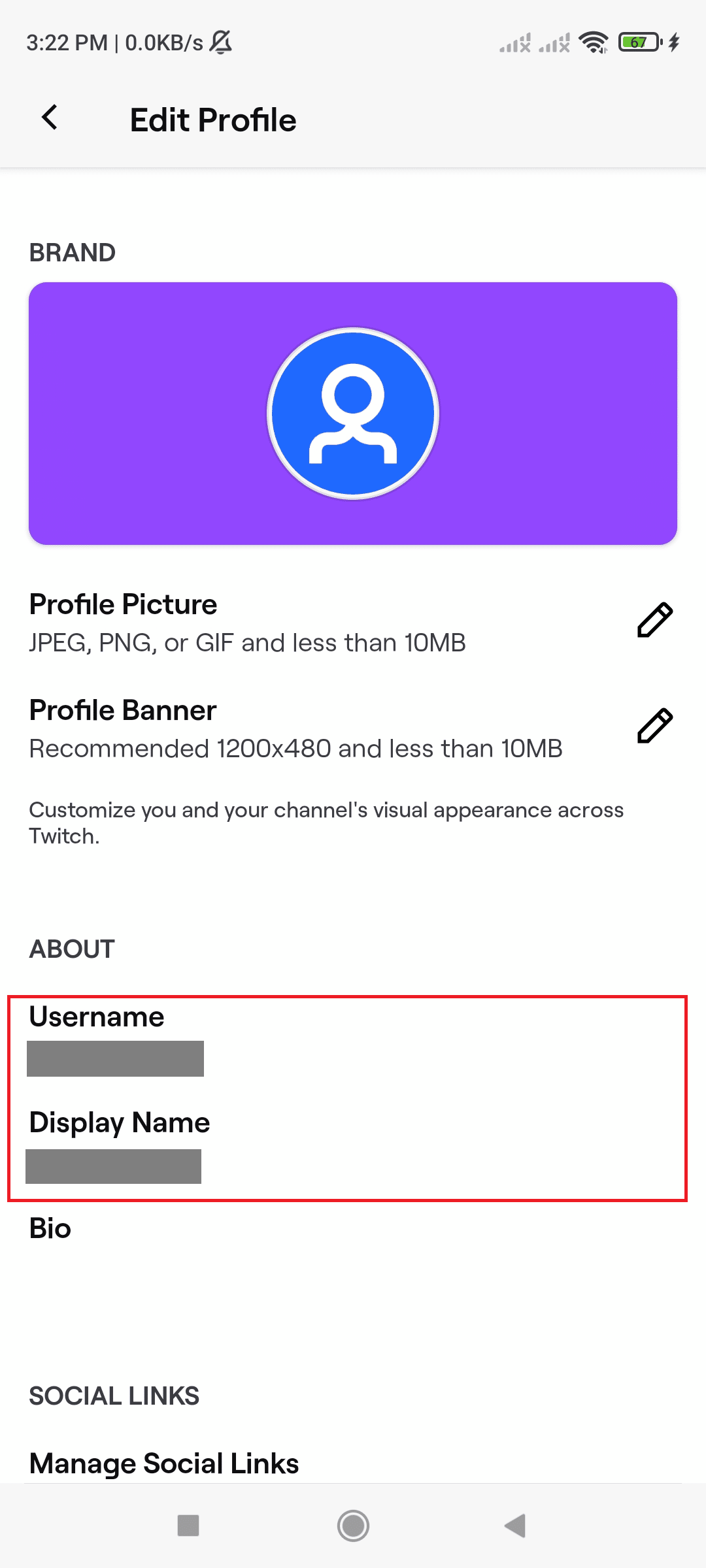 Nombre de usuario y nombre para mostrar en Twitch