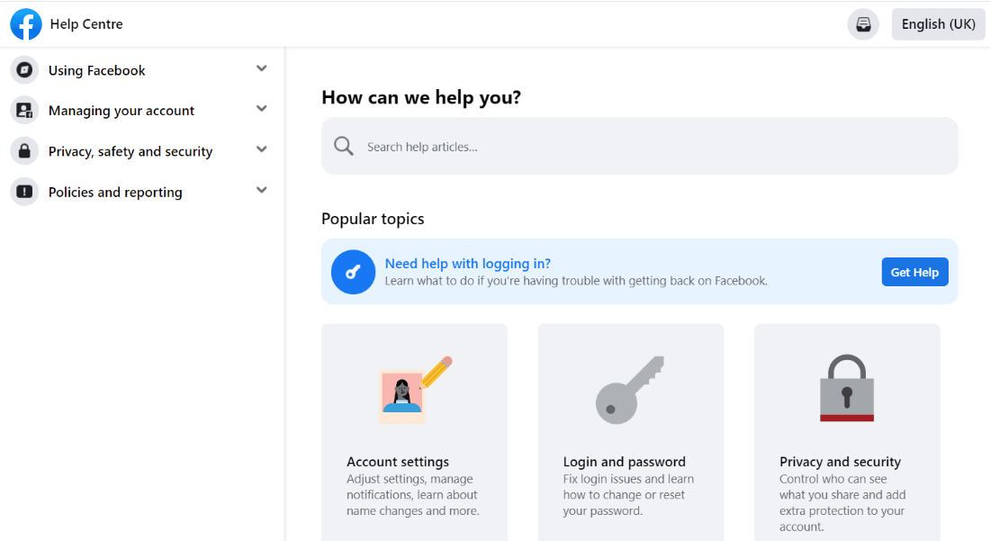 Póngase en contacto con el soporte de Facebook.  Arreglar la página de negocios de Facebook Demasiados redireccionamientos
