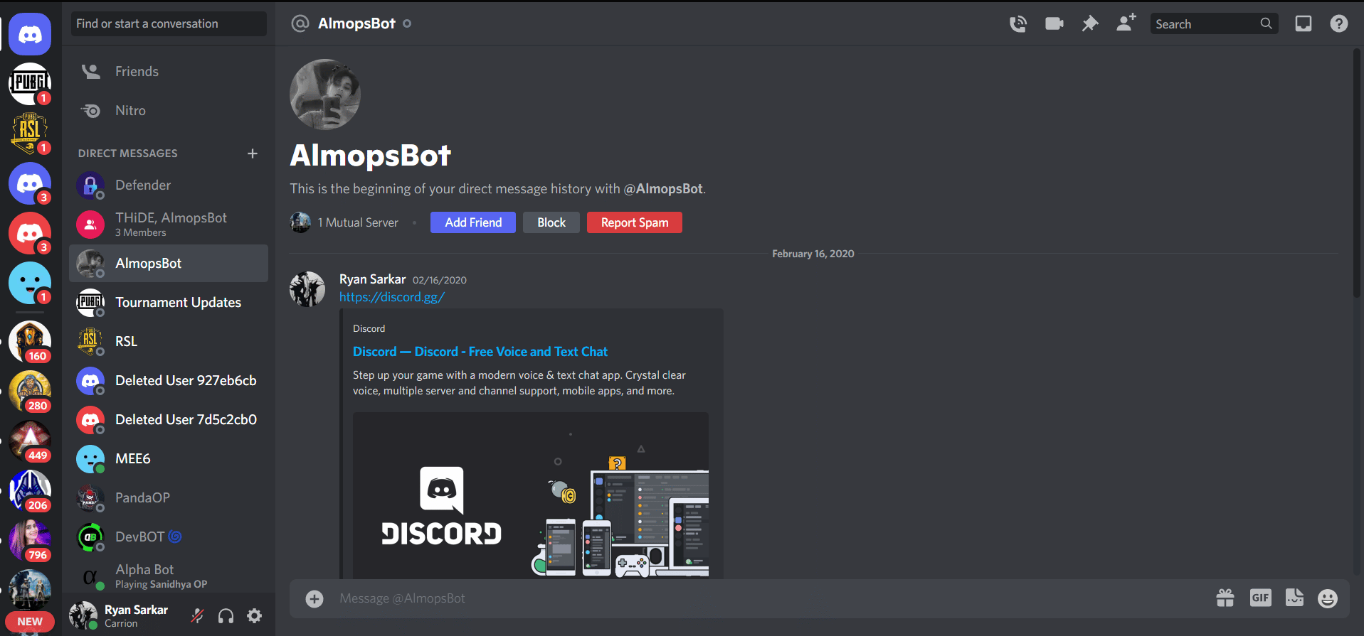 Un usuario en discordia |  Cómo aparecer sin conexión en un servidor en Discord