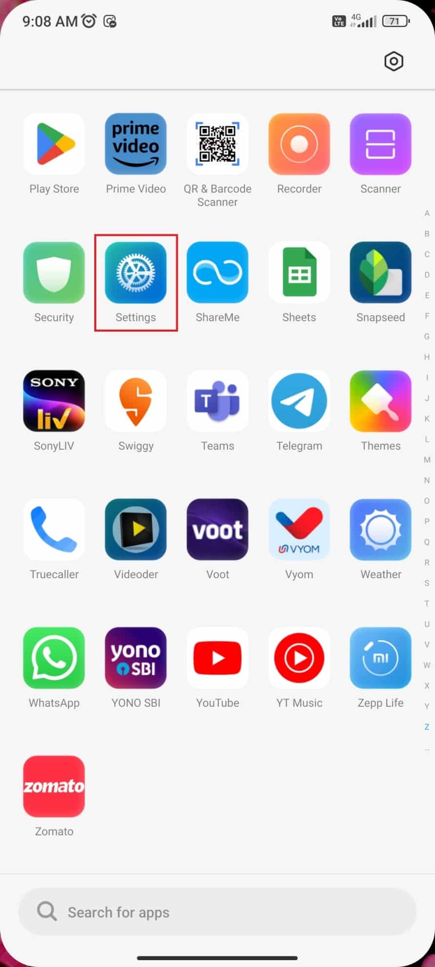 Abra la configuración en su teléfono.  Cómo conectar el teléfono al proyector a través de USB