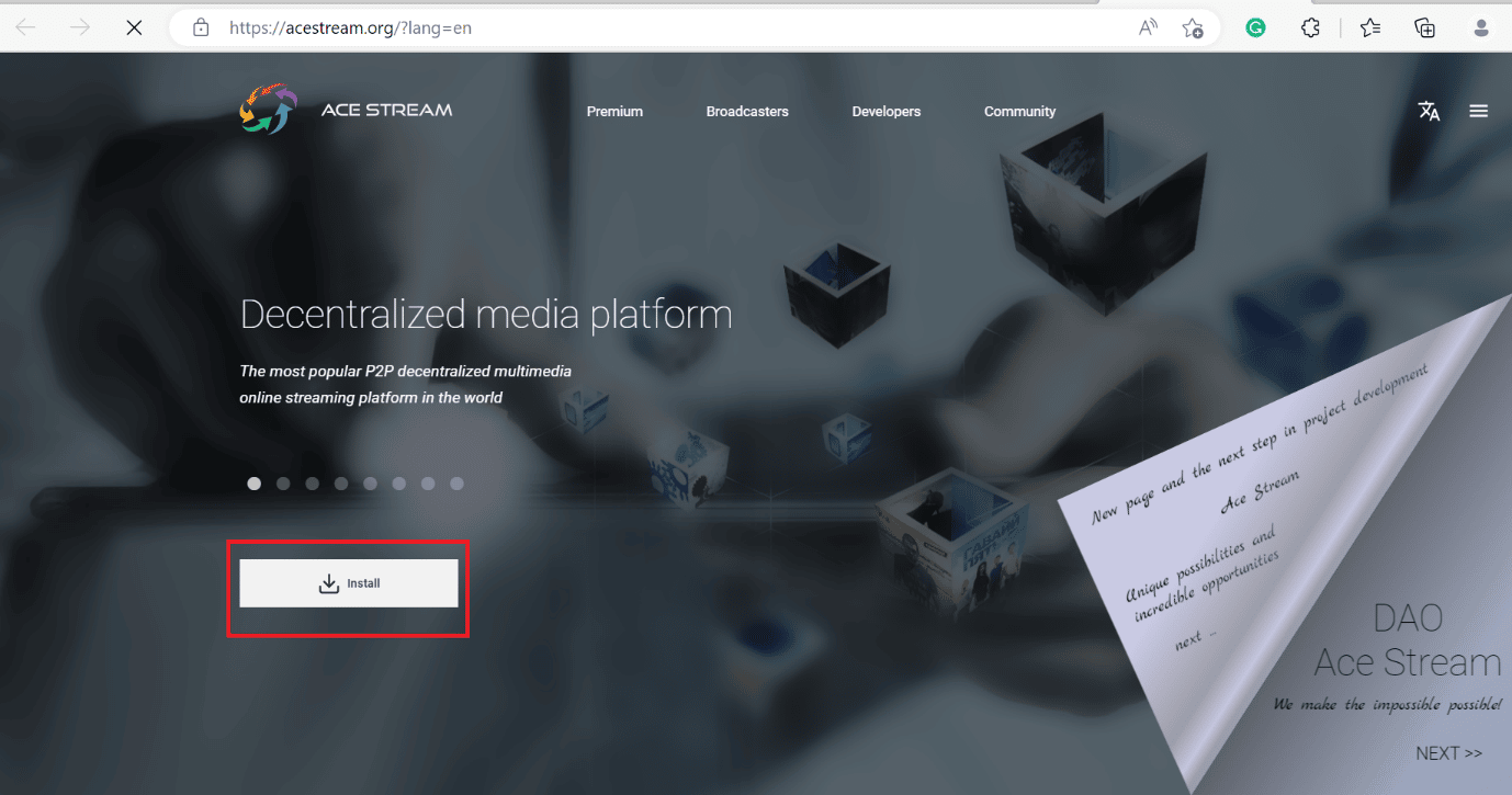 opción de instalación. Cómo usar el reproductor en línea AceStream