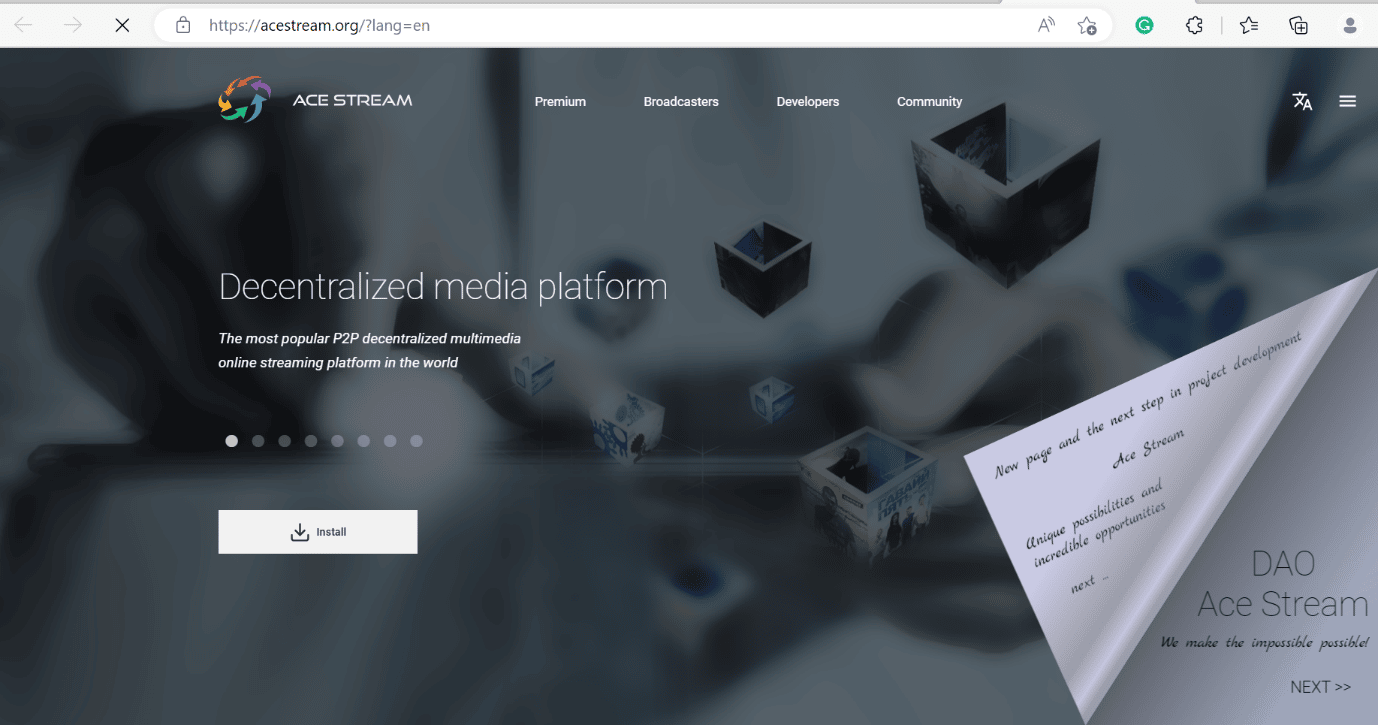 sitio web del reproductor en línea acestream