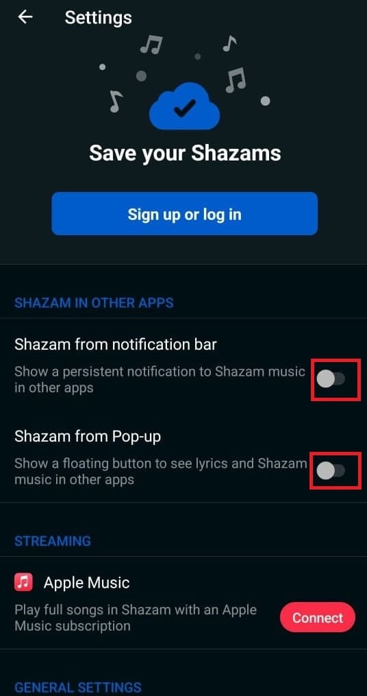Activar tanto la barra de notificaciones como los permisos emergentes | Cómo usar la canción de Shazam en Instagram