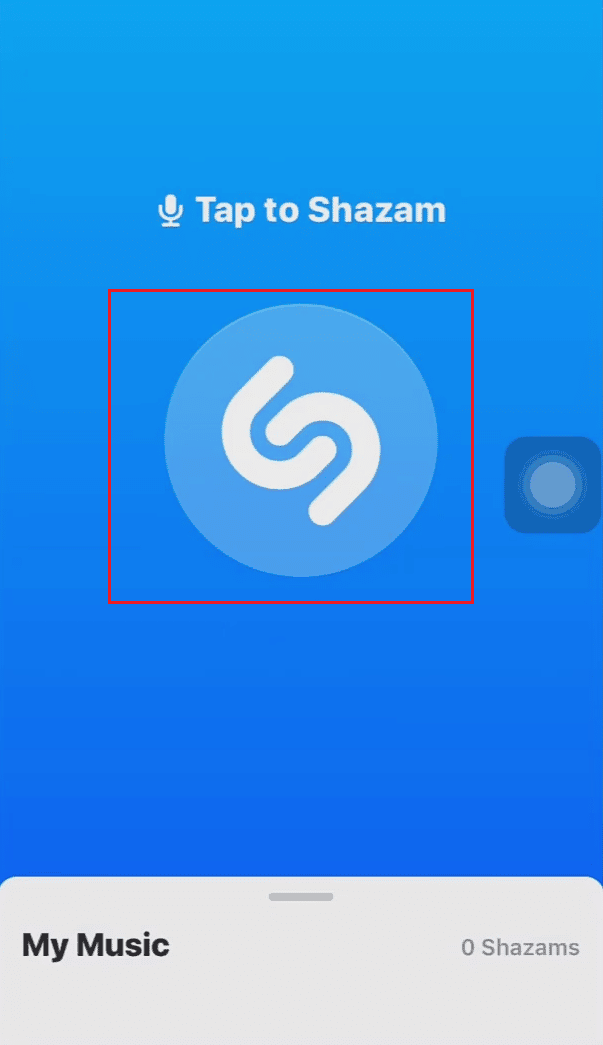 Toque y mantenga presionado el ícono de Shazam desde el medio de la pantalla para activar Auto Shazam