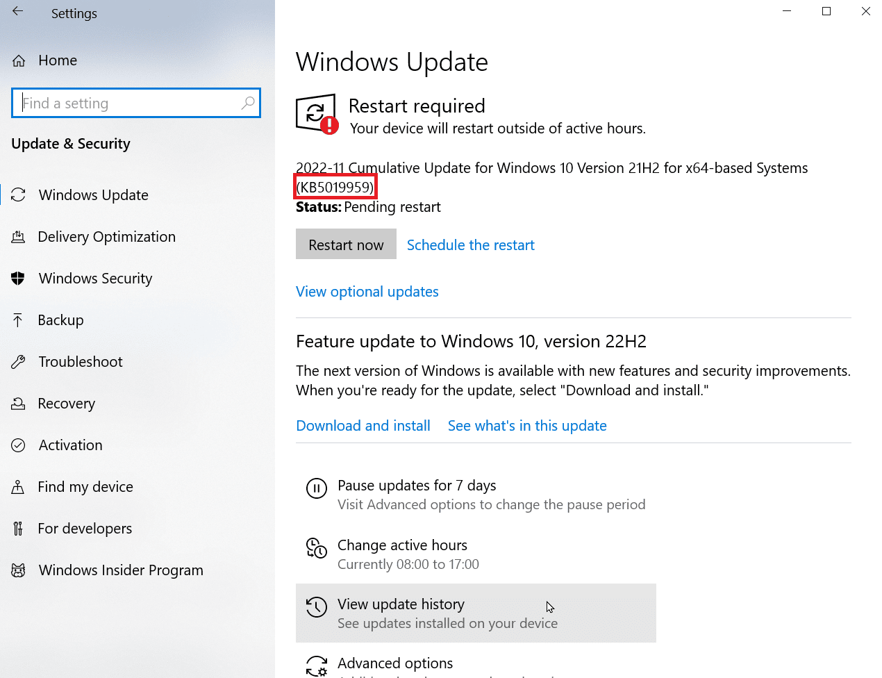tenga en cuenta el número de kb. Solucionar el error de actualización de Windows 0x80071160