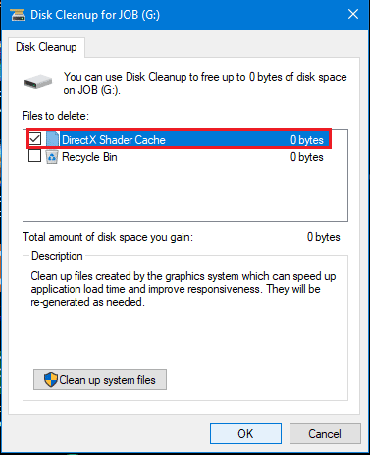 Liberador de espacio en disco DirectX Shade Cache