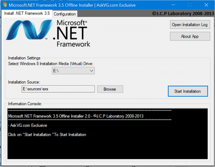 instalar .NET Framework versión 3.5