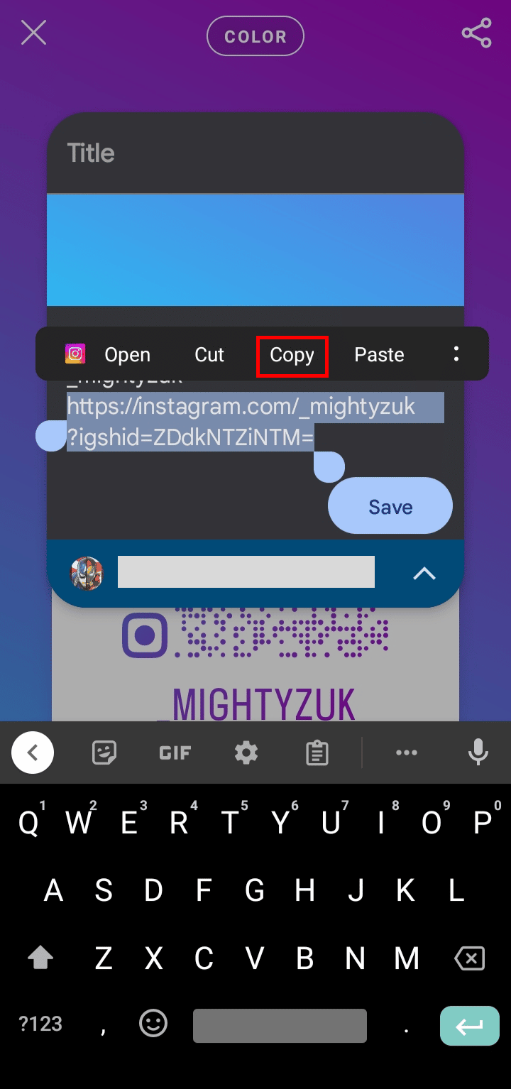 Seleccione el enlace del perfil y luego cópielo, ahora puede compartir el enlace de su perfil con otros.  |  Cómo copiar el enlace de tu perfil de Instagram desde la aplicación