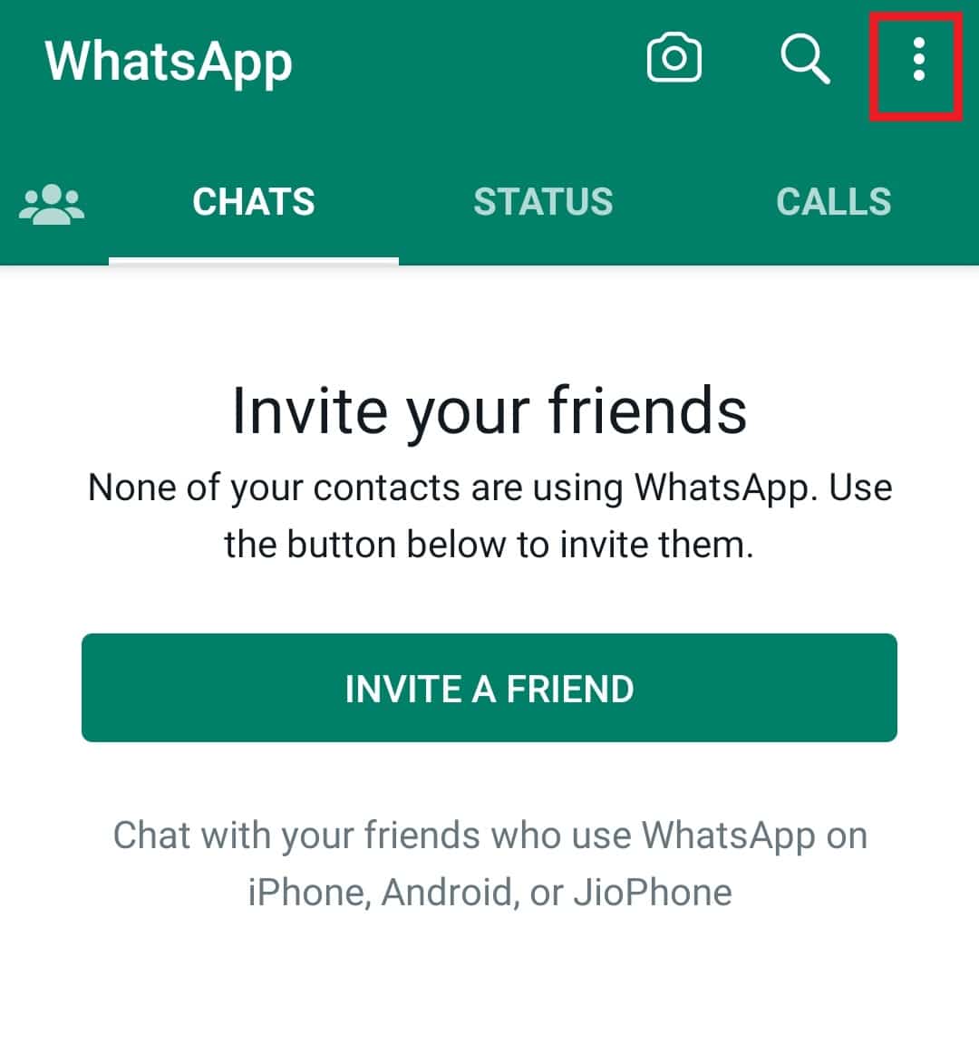 Toca los tres puntos. 7 formas de arreglar WhatsApp que no sincroniza contactos en Android