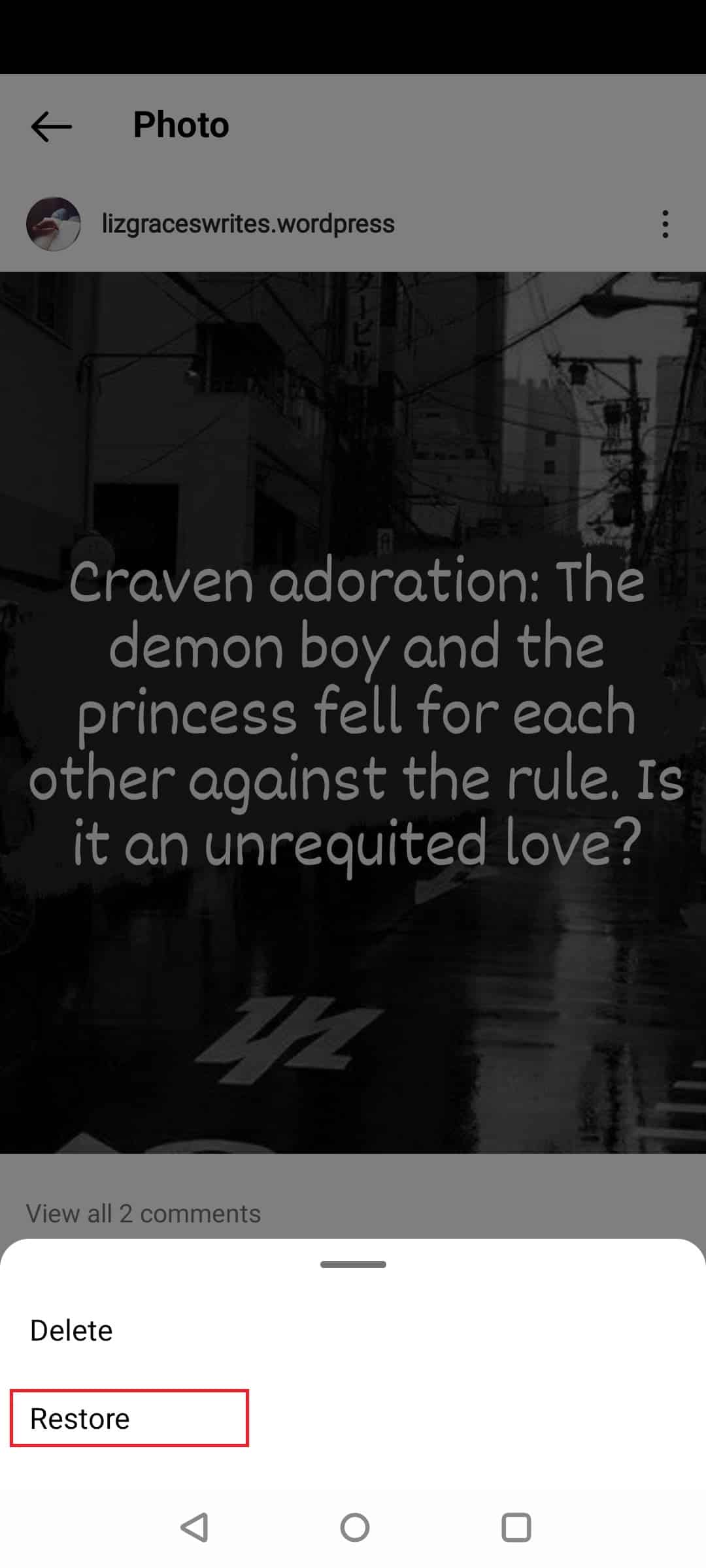 Seleccione Restaurar |  ¿Cómo se pueden actualizar las publicaciones de Instagram?