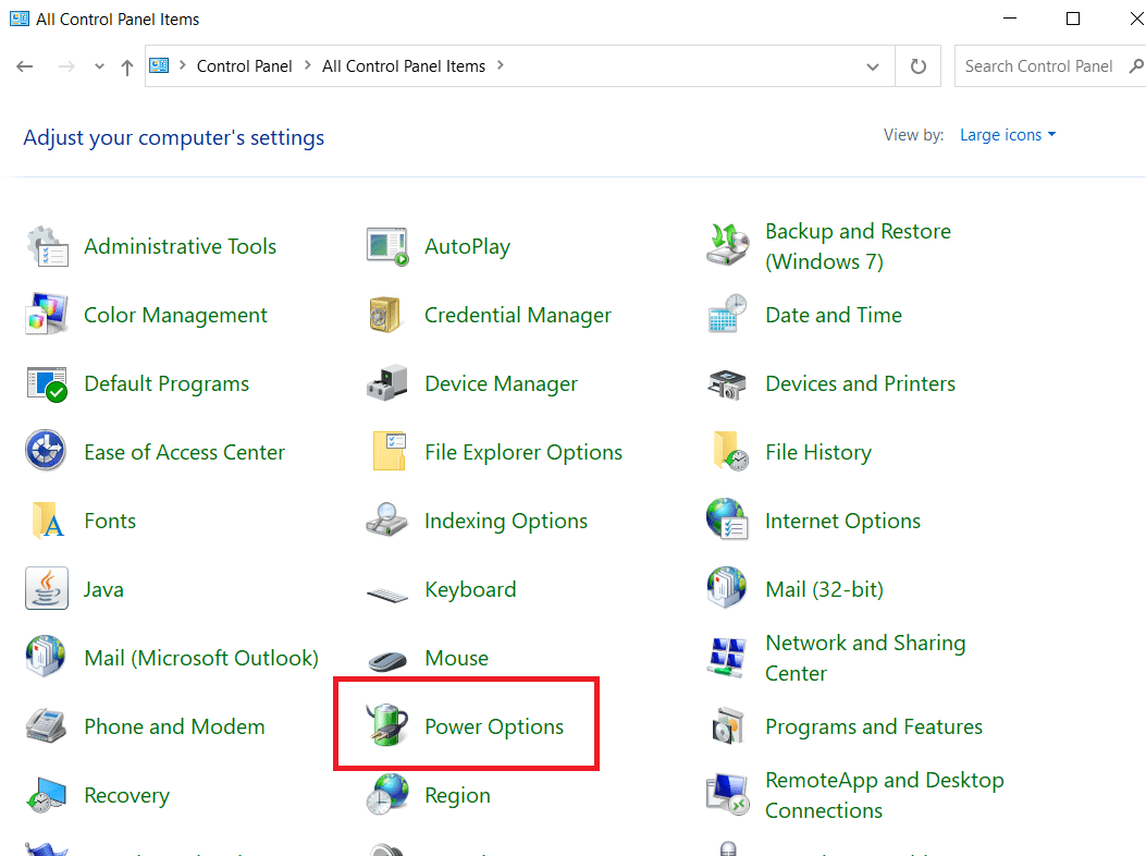 Seleccionar opciones de energía