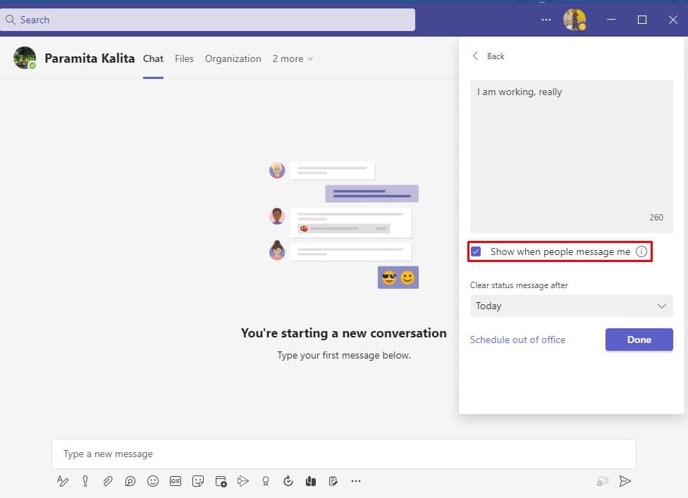 Mostrar cuando la gente me envíe mensajes 