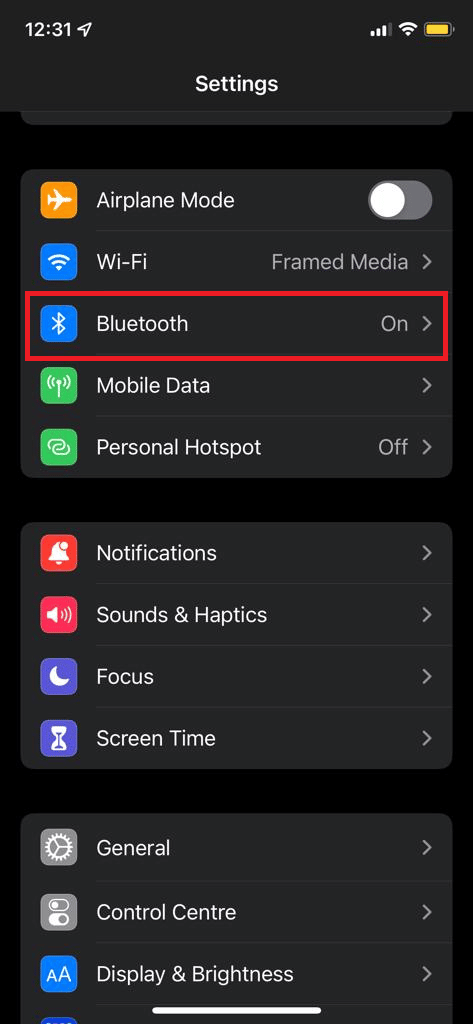 opción bluetooth 10 formas de arreglar Powerbeats Pro que no se cargan