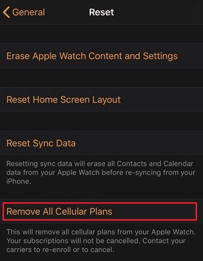 Desde el mismo menú Restablecer, toque Eliminar todos los planes celulares y confirme las siguientes indicaciones