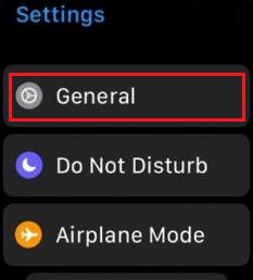 Toca la opción General |  restaurar Apple Watch a la configuración de fábrica