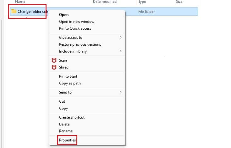 seleccione la opción Propiedades.  Cómo cambiar el color de la carpeta en Windows 10