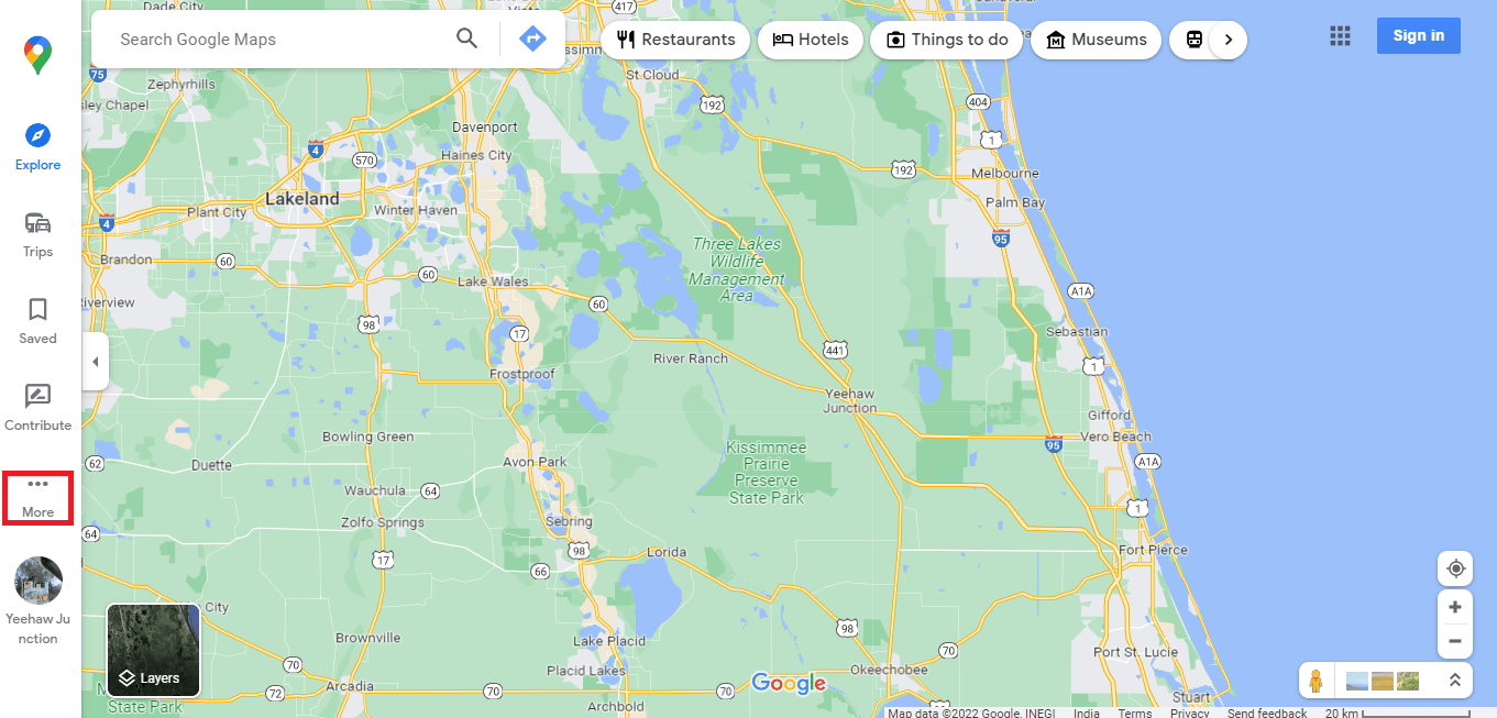 Haga clic en la opción más.  Cómo dibujar el radio en la aplicación Google Maps