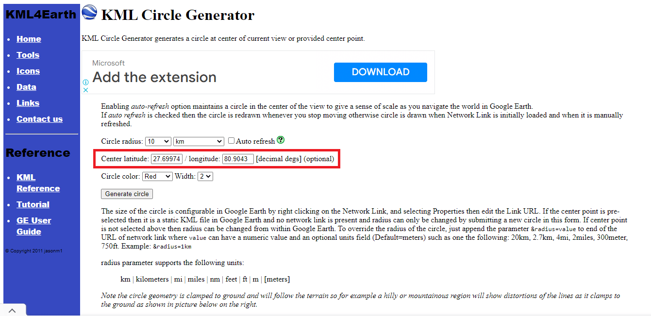 Copie y pegue los detalles de latitud y longitud del mapa de Google.  Cómo dibujar el radio en la aplicación Google Maps