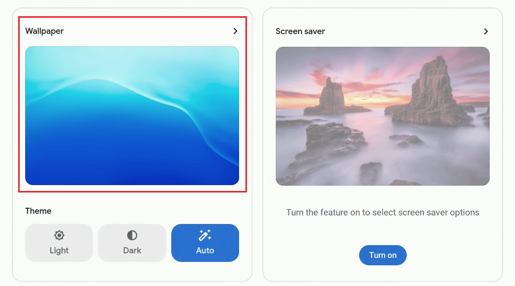 Haga clic en la pestaña Fondo de pantalla |  Cómo eliminar imágenes en Chromebook de solo lectura