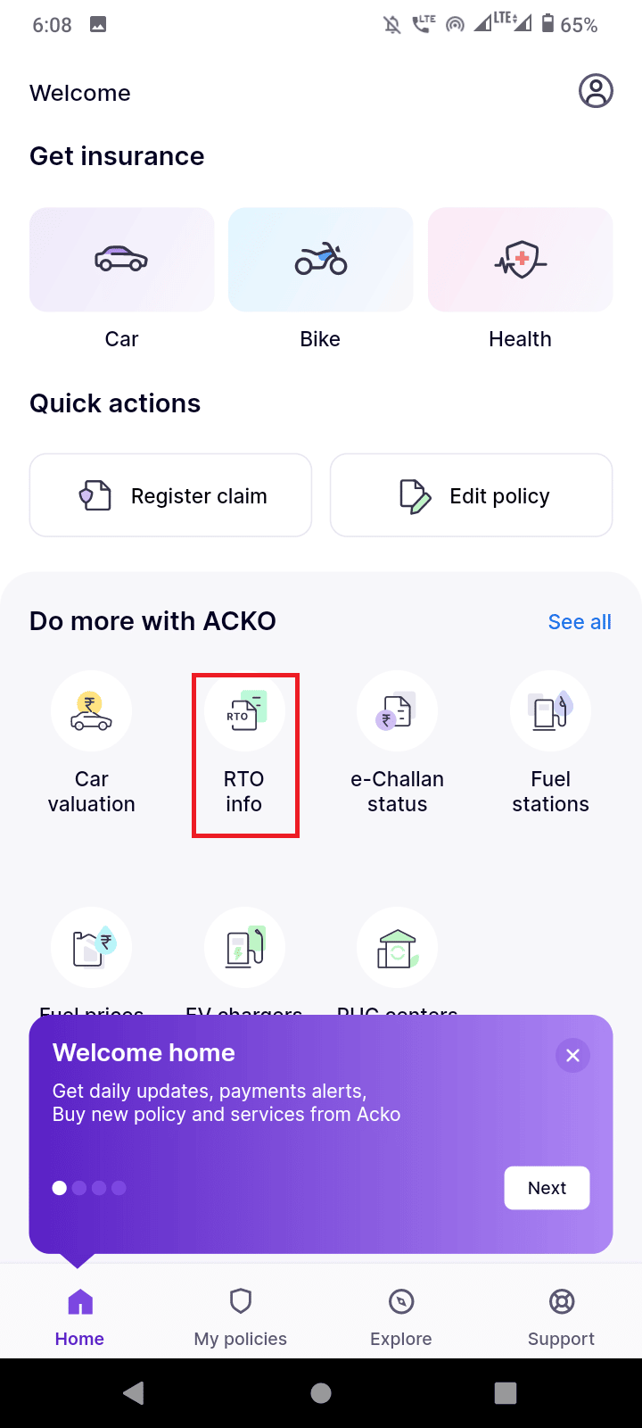 toque Información de RTO.  Cómo encontrar el propietario registrado de un vehículo de forma gratuita en la India