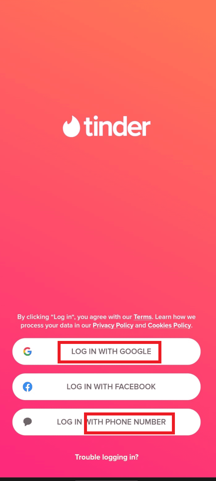 Inicie sesión con un nuevo número de teléfono o cuenta de Google.  |  Tinder me baneó sin motivo