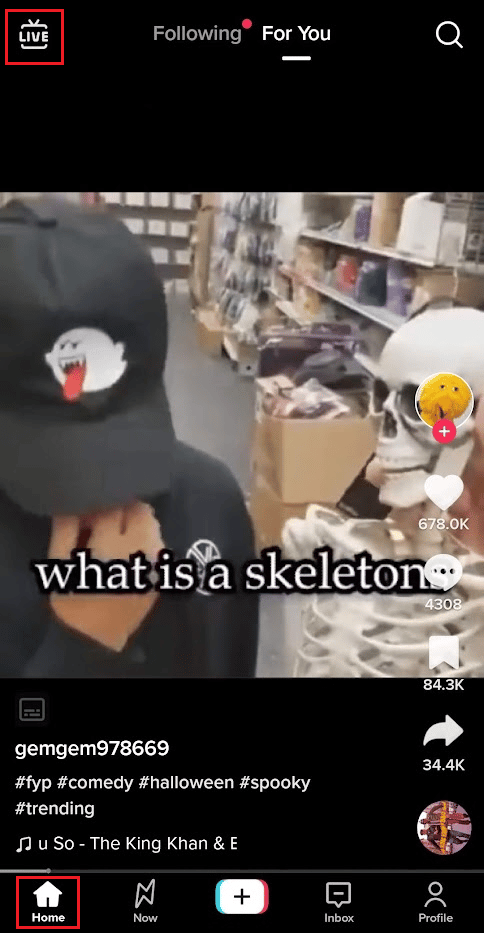 Toque la opción EN VIVO desde la pestaña Inicio y busque el TikTok Live deseado al que desea unirse