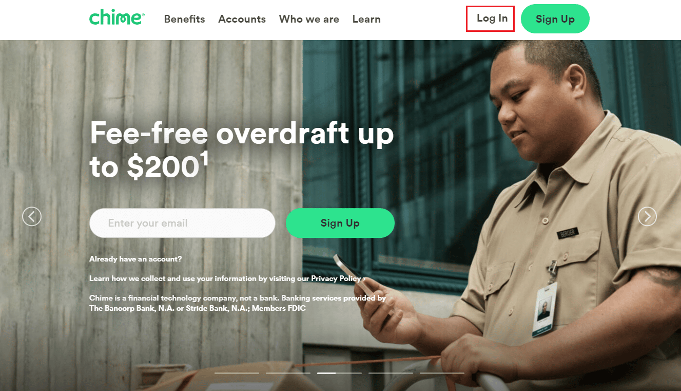 Visite el sitio web de Chime en su navegador e inicie sesión en su cuenta | ¿Se puede retirar dinero de la cuenta de ahorros de Chime?