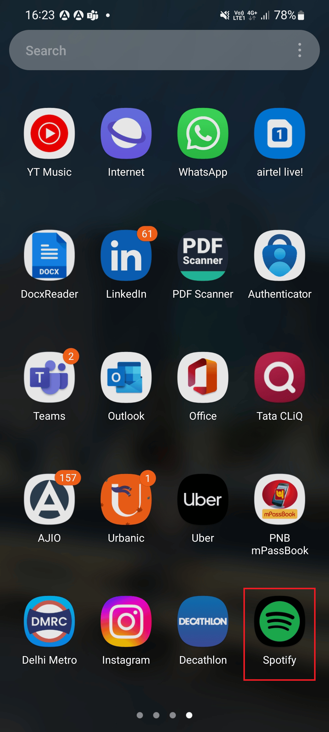 opción de aplicación spotify que se muestra en android