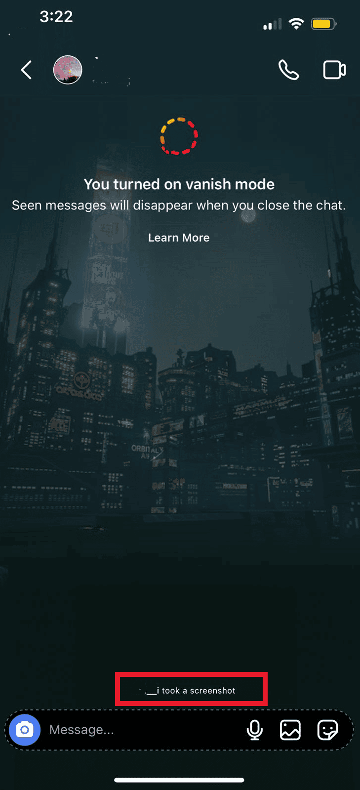 [username]  tomó una captura de pantalla |  ¿Instagram notifica cuando tomas una captura de pantalla de un DM?