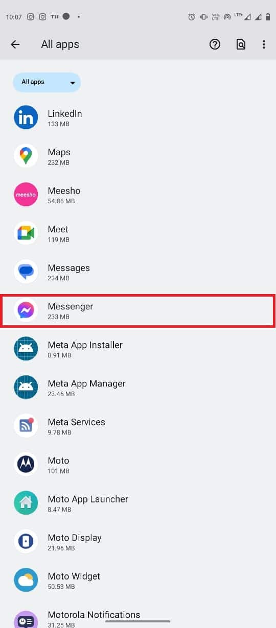 seleccione Mensajero. Arreglar No se puede cambiar la imagen de perfil de Messenger en Android