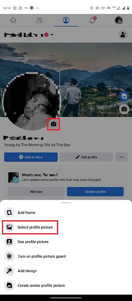 toca Seleccionar foto de perfil. Arreglar No se puede cambiar la imagen de perfil de Messenger en Android