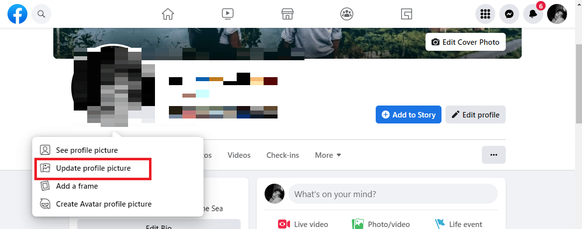 haz clic en Actualizar foto de perfil. Arreglar No se puede cambiar la imagen de perfil de Messenger en Android