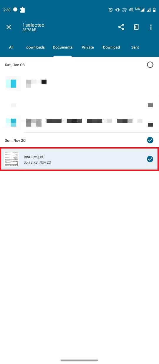 Navegue hasta el archivo problemático.  Arreglar el formato de archivo de WhatsApp no ​​compatible con Android