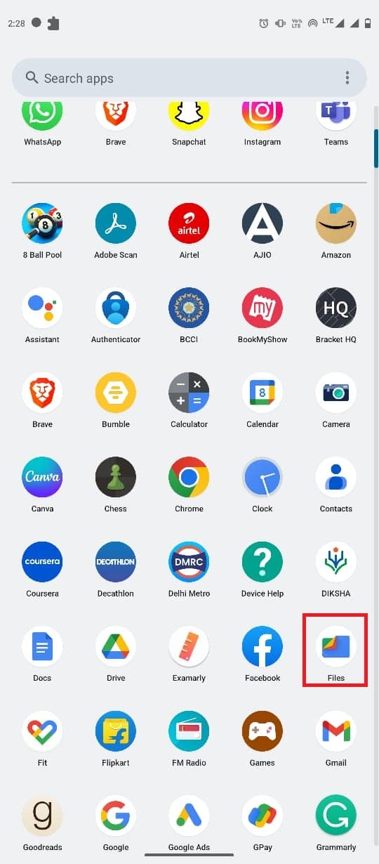 Abrir Archivos desde el menú del teléfono 