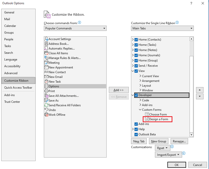 Haga clic en Diseñar un formulario
