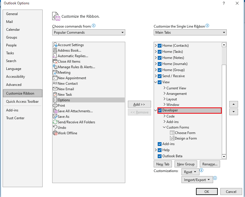 Haga clic en Desarrollador