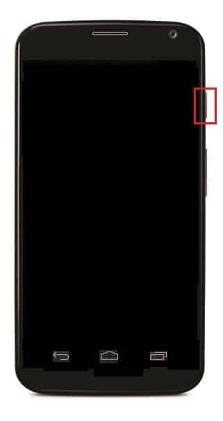 presione el botón de encendido del teléfono inteligente moto x