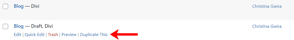 Usando el botón Duplicar este recién agregado del complemento que acaba de instalar