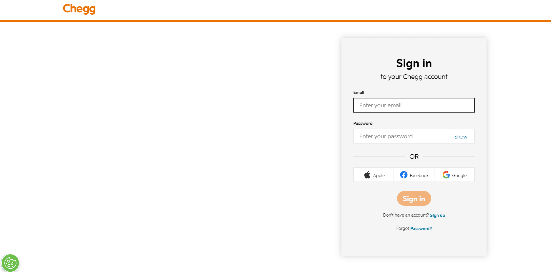 iniciar sesión en chegg