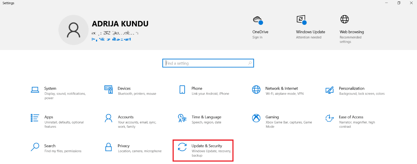 Haga clic en Actualización y seguridad - ¿Cómo escribir al revés en el teclado?6
