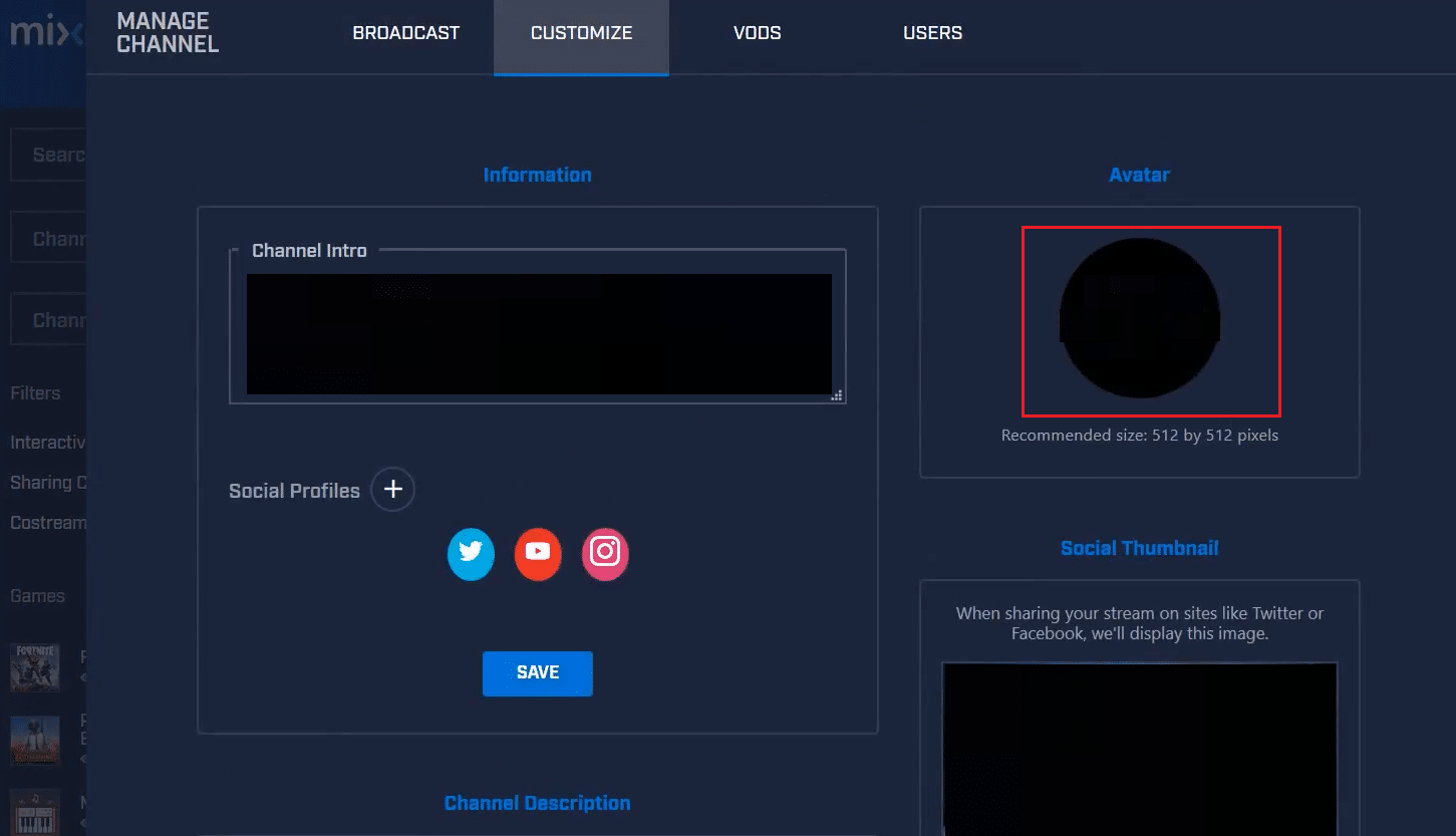 Haz clic en tu avatar actual