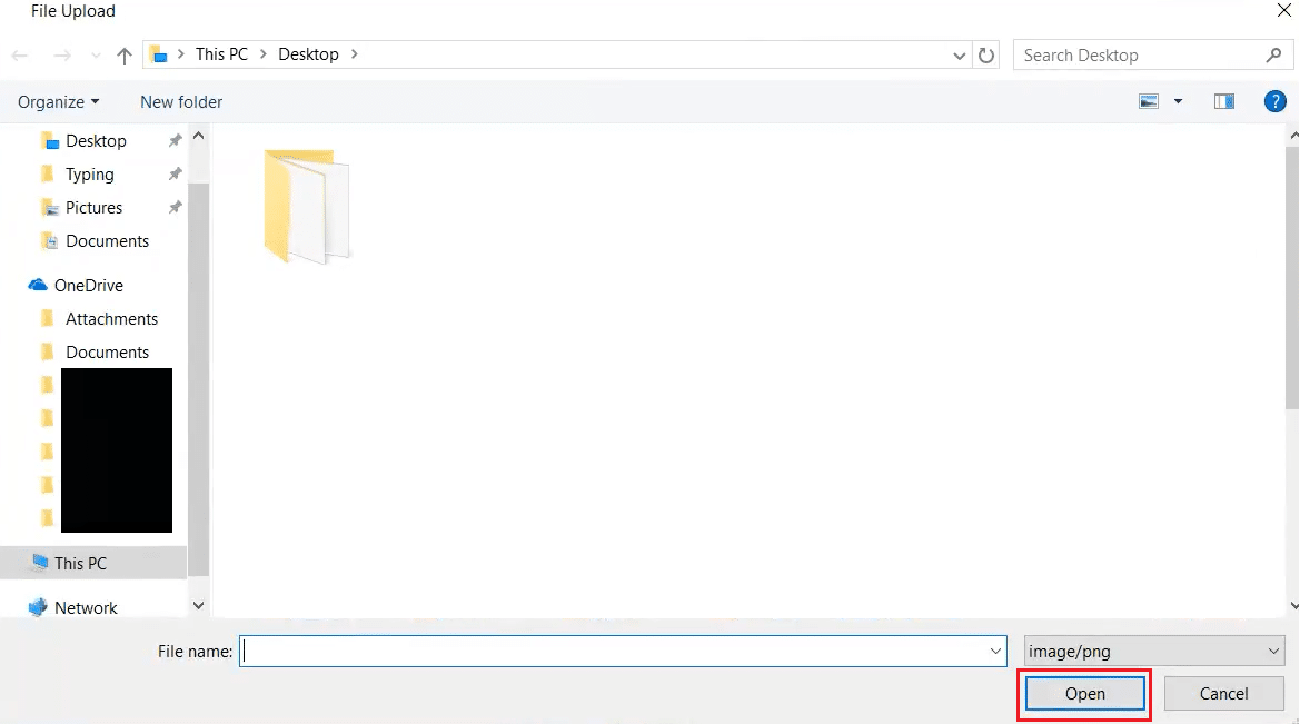 Desde la ventana Cargar archivo, seleccione el avatar deseado y haga clic en Abrir