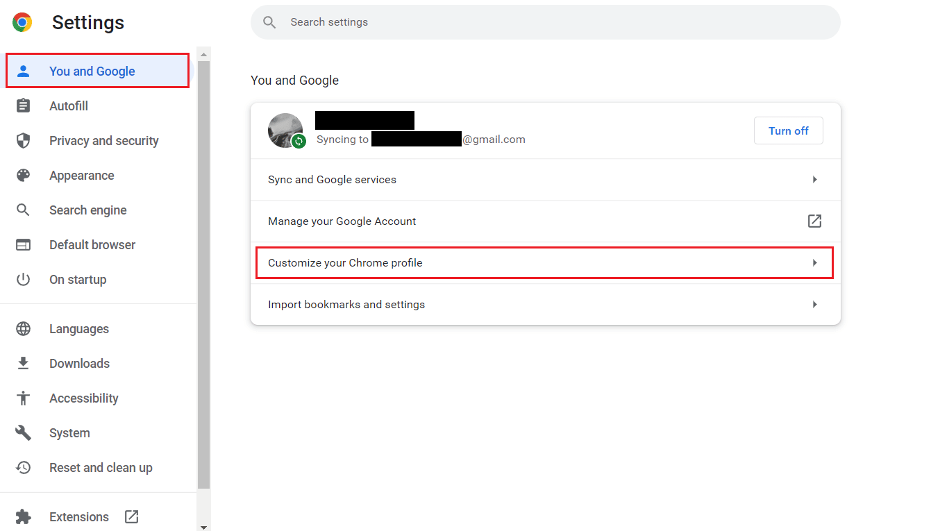 Haz clic en la pestaña Tú y Google - Personaliza tu perfil de Chrome