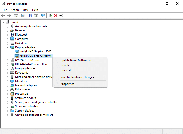 Actualizar controladores de pantalla 