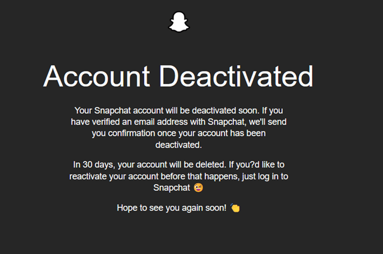 cuenta de snapchat desactivada 